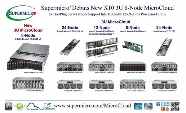 Supermicro   X10 3U MicroCloud  8       Intel Xeon E5-2600 v3