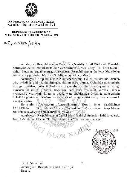 МИД Азербайджана оскорбил МИД Израиля? МИД Азербайджана оскорбил МИД Израиля?