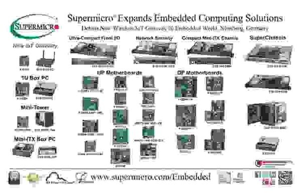 Supermicro® расширяет ассортимент решений для встроенной вычислительной обработки, представляя новый беспроводной шлюз IoT на выставке Embedded World в Нюрнберге Supermicro® расширяет ассортимент решений для встроенной вычислительной обработки, представляя новый беспроводной шлюз IoT на выставке Embedded World в Нюрнберге