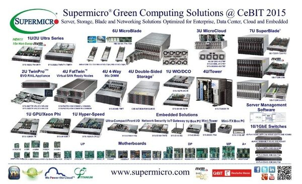 Решения Supermicro® для экологически чистых вычислений – от ультрасерверов до MicroBlade - преобразовывают ландшафт цифрового бизнеса на ганноверской CeBIT Решения Supermicro® для экологически чистых вычислений – от ультрасерверов до MicroBlade - преобразовывают ландшафт цифрового бизнеса на ганноверской CeBIT