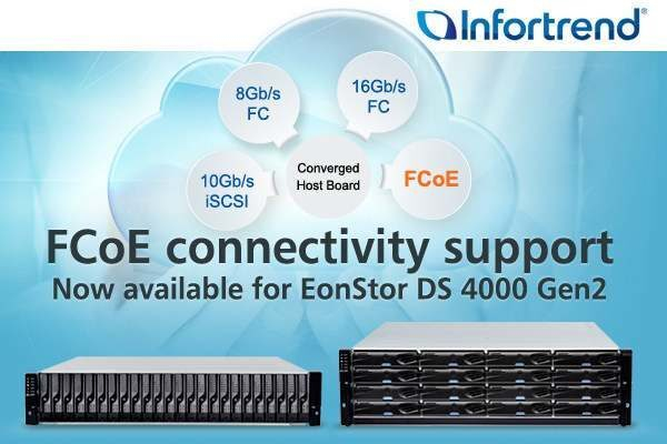 Системы хранения данных Infortrend EonStor DS 4000 Gen2 теперь поддерживают конвергированную хост-плату для интеграции FCoE Системы хранения данных Infortrend EonStor DS 4000 Gen2 теперь поддерживают конвергированную хост-плату для интеграции FCoE