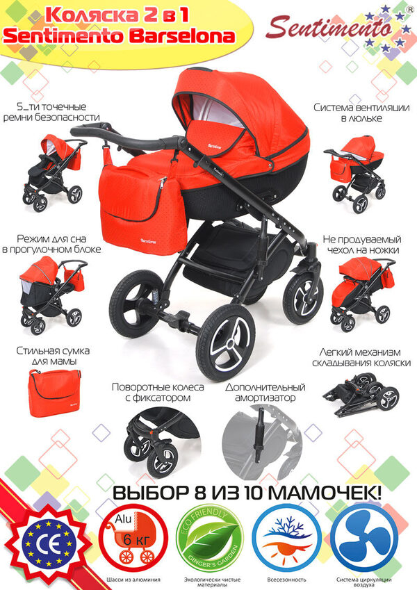 Модульная коляска 2 в 1 Sentimento Barselona все лучшее детям Модульная коляска 2 в 1 Sentimento Barselona все лучшее детям