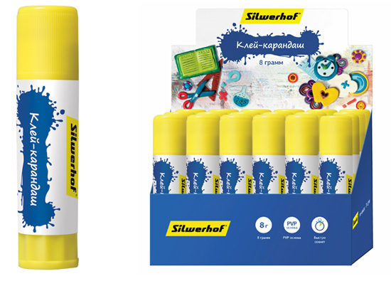Клей-карандаш Silwerhof для работы в офисе, а также для школы и детского творчества Клей-карандаш Silwerhof для работы в офисе, а также для школы и детского творчества